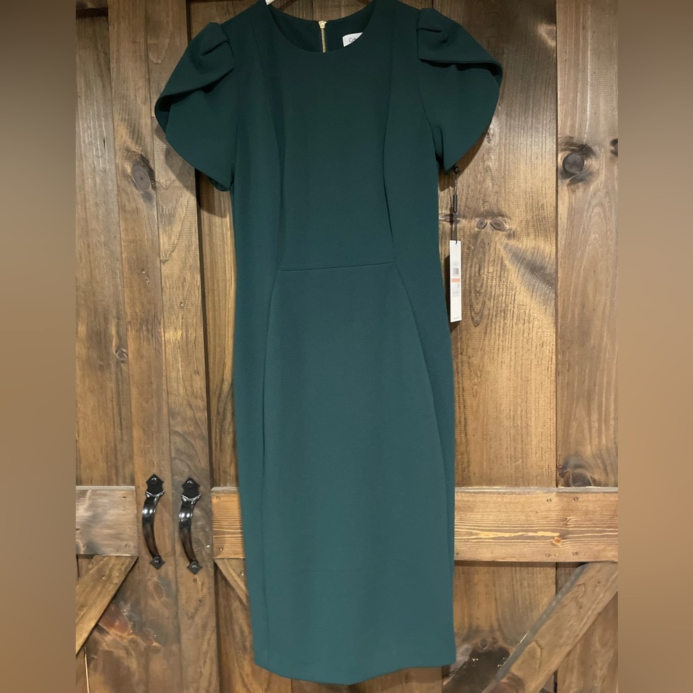 New With Tags, Calvin Klein Emerald Green Sheath Dress, Size 2